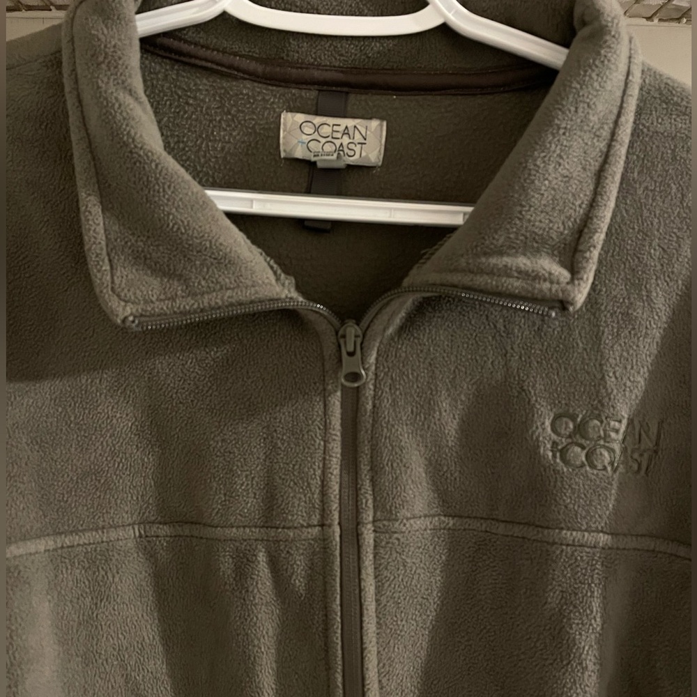 OCEAN COAST dark Olive  green fleece polyester jacket Men’s  Size XL